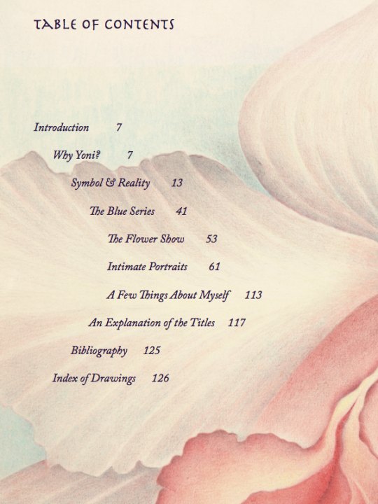 Yoni Portraits: Table of Contents